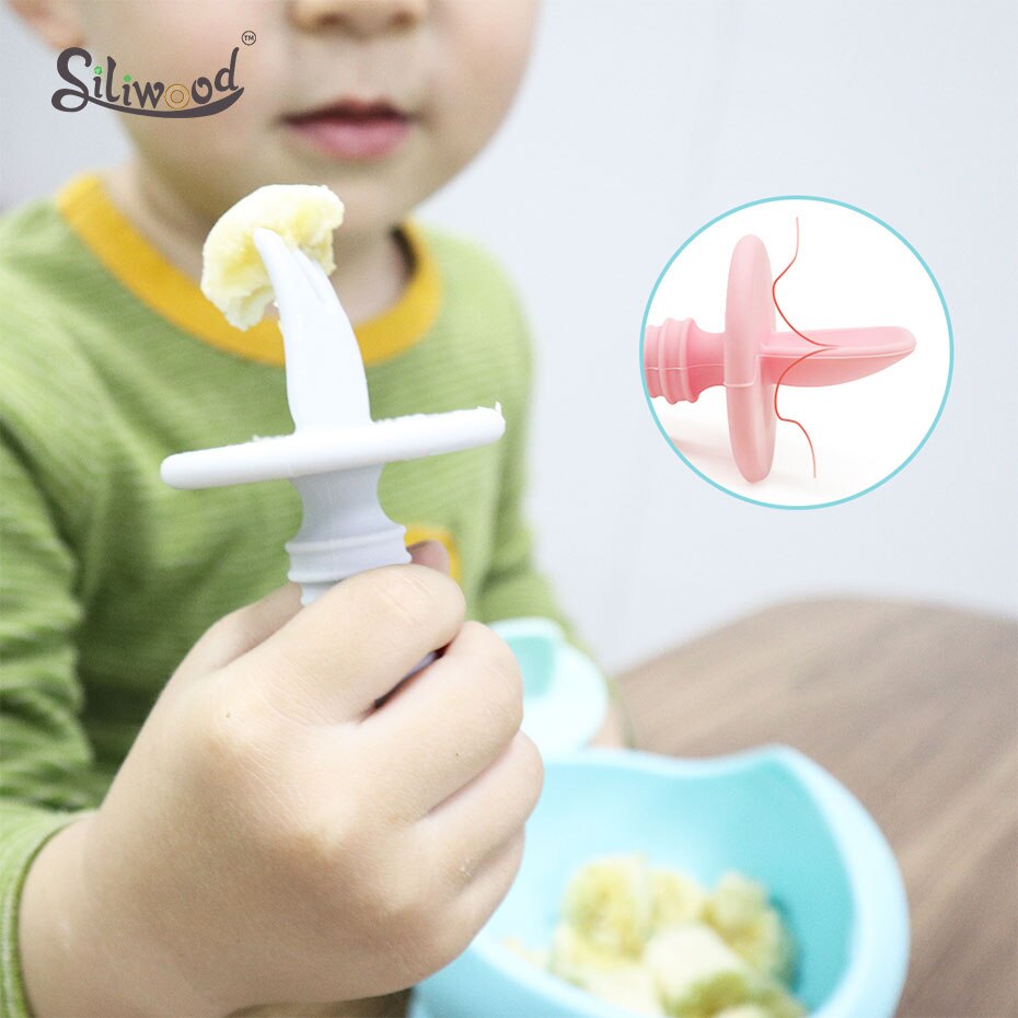 Kind Voeden Baby Bestek Houten Silicone Baby Veilig Voeden Zuigelingenvoeding Accessoires Cartoon Babyvoeding Lepel Vork