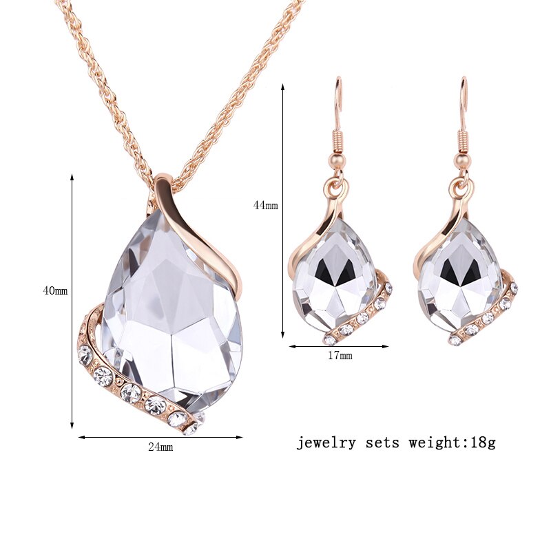 Yunkingdom Charms Wedding Necklaces&Earrings Geometric Crystal Rhinestones Jewelry Sets For Women