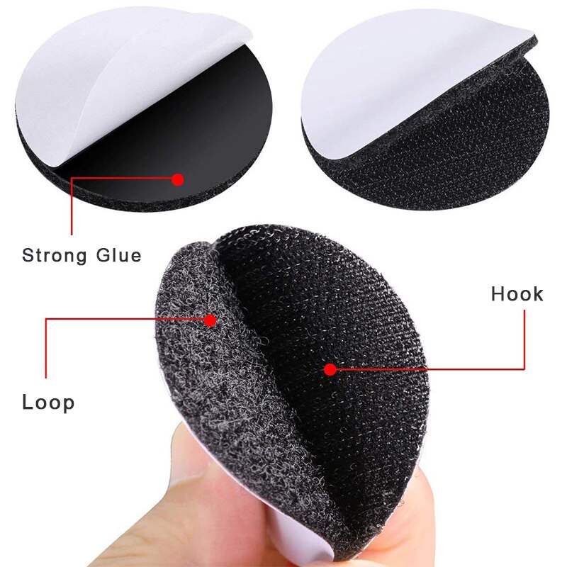Points de fixation auto-adhésifs solides de 8cm, velcro noir, crochet et boucle, ruban adhésif pour drap de lit, tapis de canapé