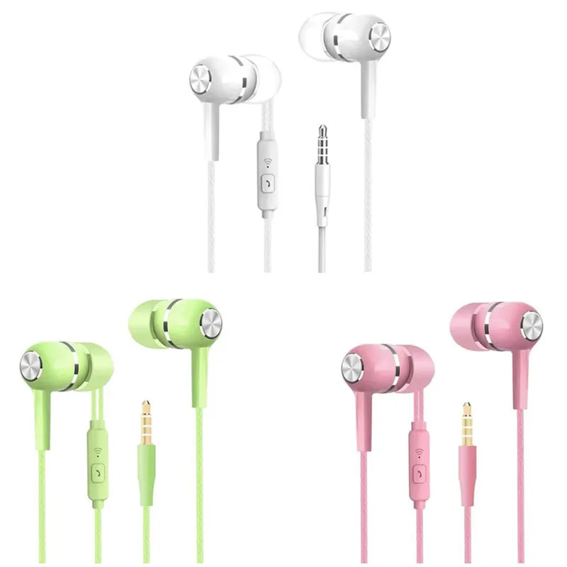 1/2/3/4 Stück Universal 3,5 mm kabelgebundene Kopfhörer Sport-Ohrhörer mit Bass-Telefon-Kopfhörer Stereo-Headset mit Mikrofon-Lautstärkeregler: Champagner