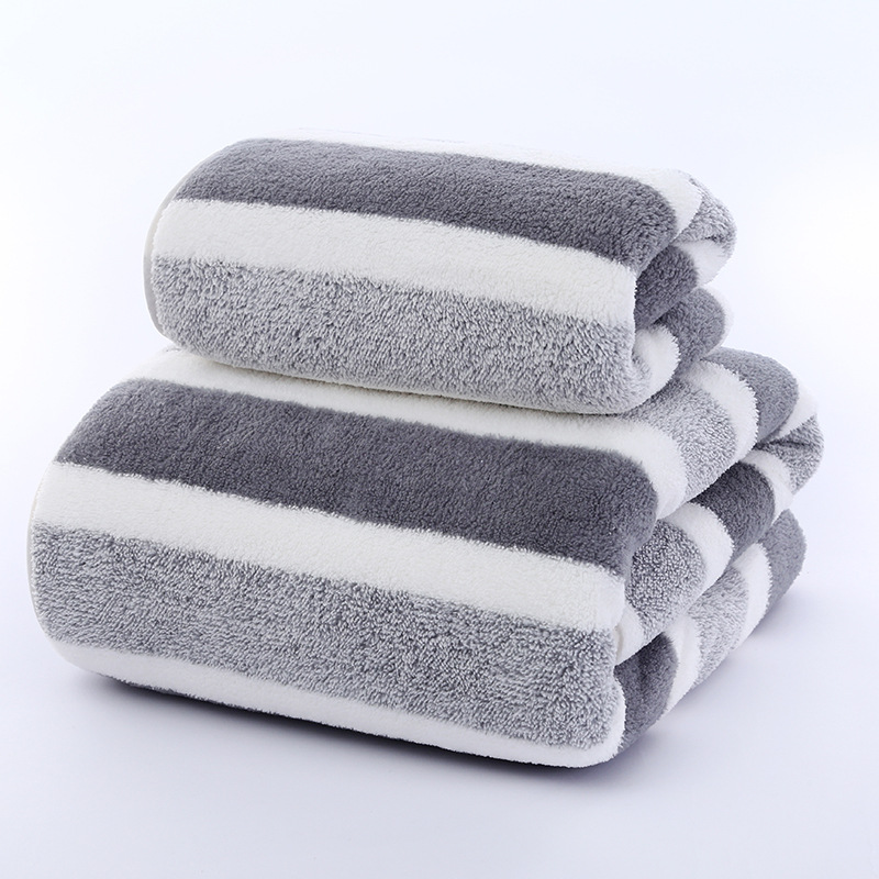 Stripete mønster håndklesett mykt håndkle badehåndkle hurtigtørkende absorberende håndklær til badet: Xs (gammel) / Lysegrå