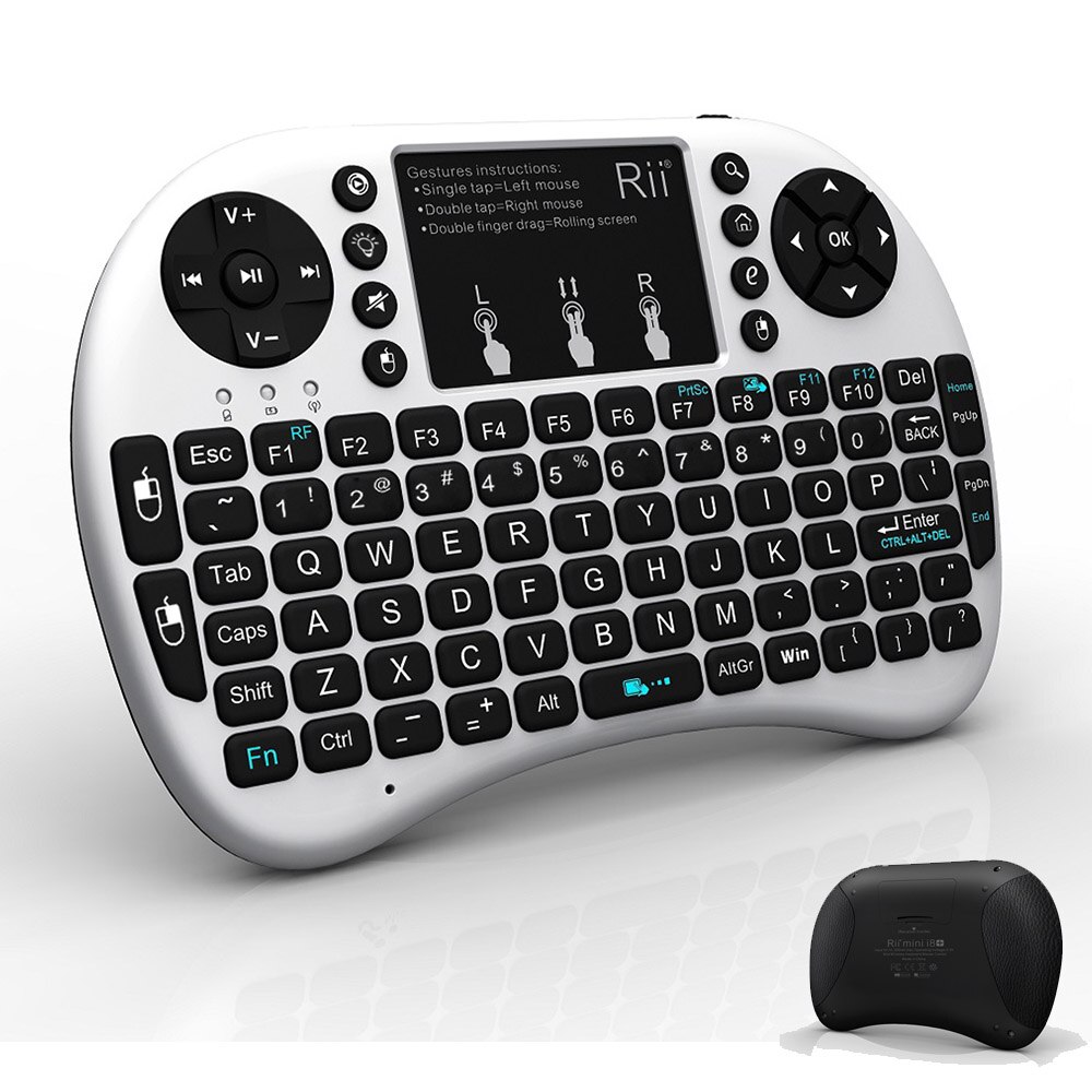 Rii mini i8 + 2.4GHz wireless keyboard backlit i8x Russian English Spanish Hebrew x8 handheld gaming for raspberry pi pc tv box: Rii mini i8 White / English version