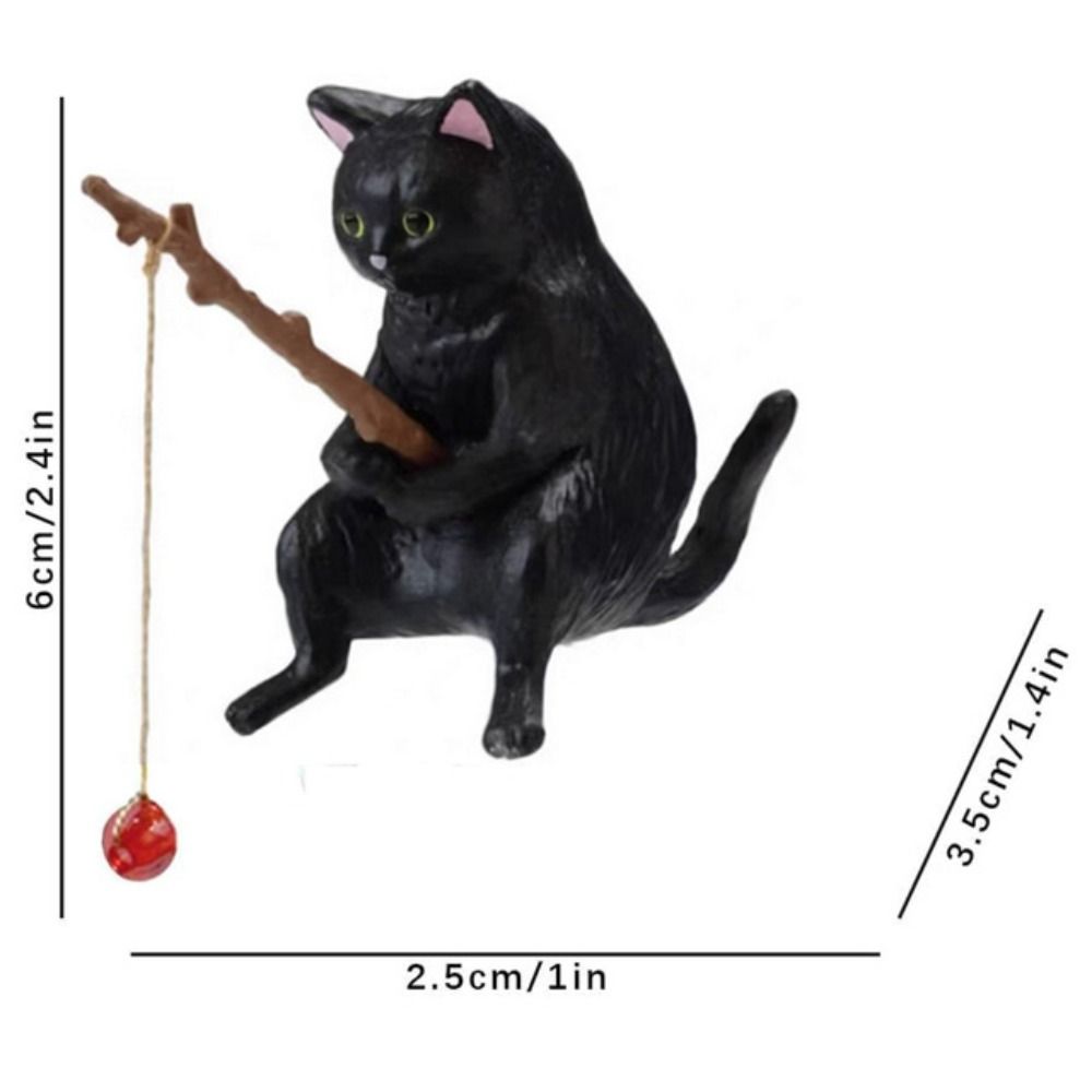 Easy Use Micro-landscape Aquarium Tanks Decor Kitten Fishing Ornament Miniature Figurines Fish Tank Ornaments Cat Statue: army green