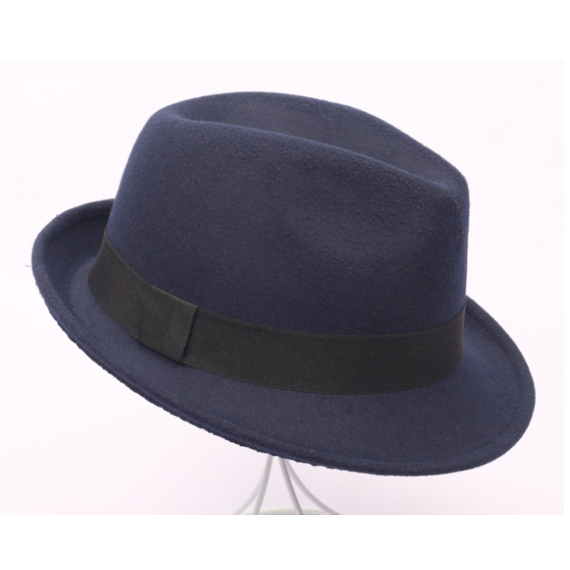 Gorras de Jazz de 9 colores, sombreros de Caballero de imitación de lana para mujeres y hombres, sombreros de fieltro para mujeres, gorras redondas europeas y americanas, sombreros con lazo: 4