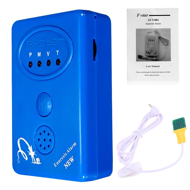 Blå sengevædning enuresis voksen baby urin sengevædningsalarm + sensor med klemme: Default Title