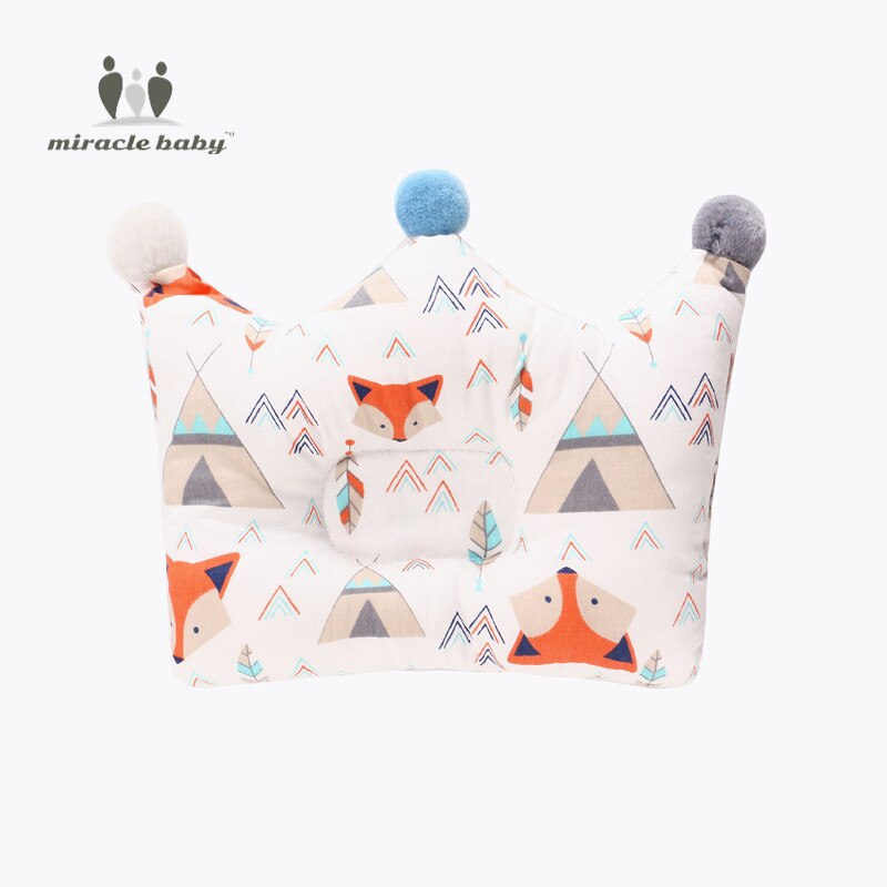 Crown Point Shape Bedding Baby Pillow Cotton Sleeping Pillow Prevent Flat Head Baby Forming Pillow For Newborn Boy Girl: Orange fox