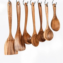 Teak træ non-stick køkkengrej værktøj spatel skovl suppe ske køkken madlavning værktøj