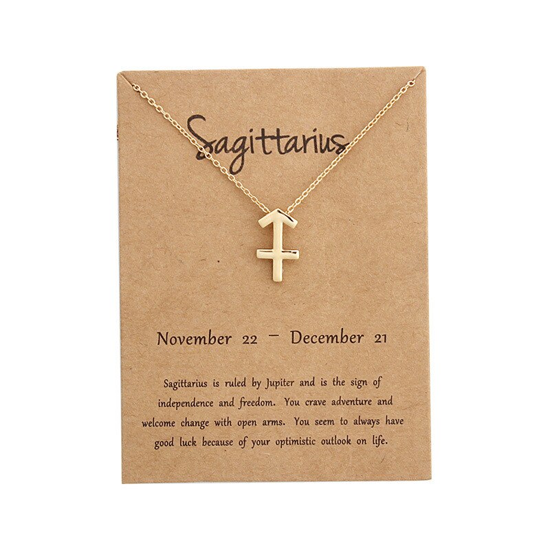 Colgante de 12 Constelaciones para mujer y niña, collar de Virgo, tarjeta de mensaje de de cumpleaños, joyería: Sagittarius