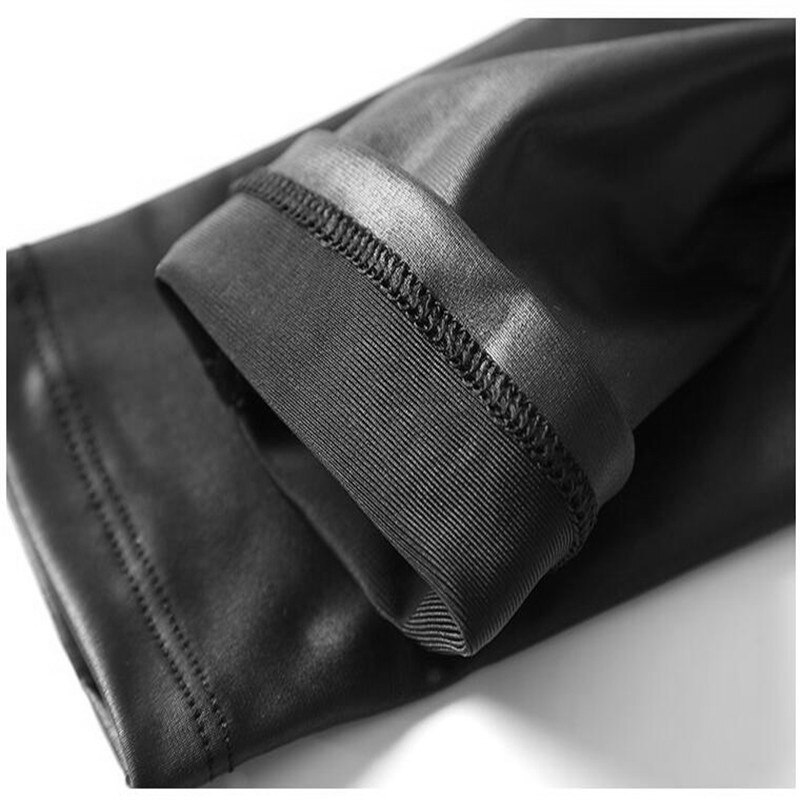 Pantalon en simili cuir pour fille, legging moulant en simili cuir, noir, printemps-automne