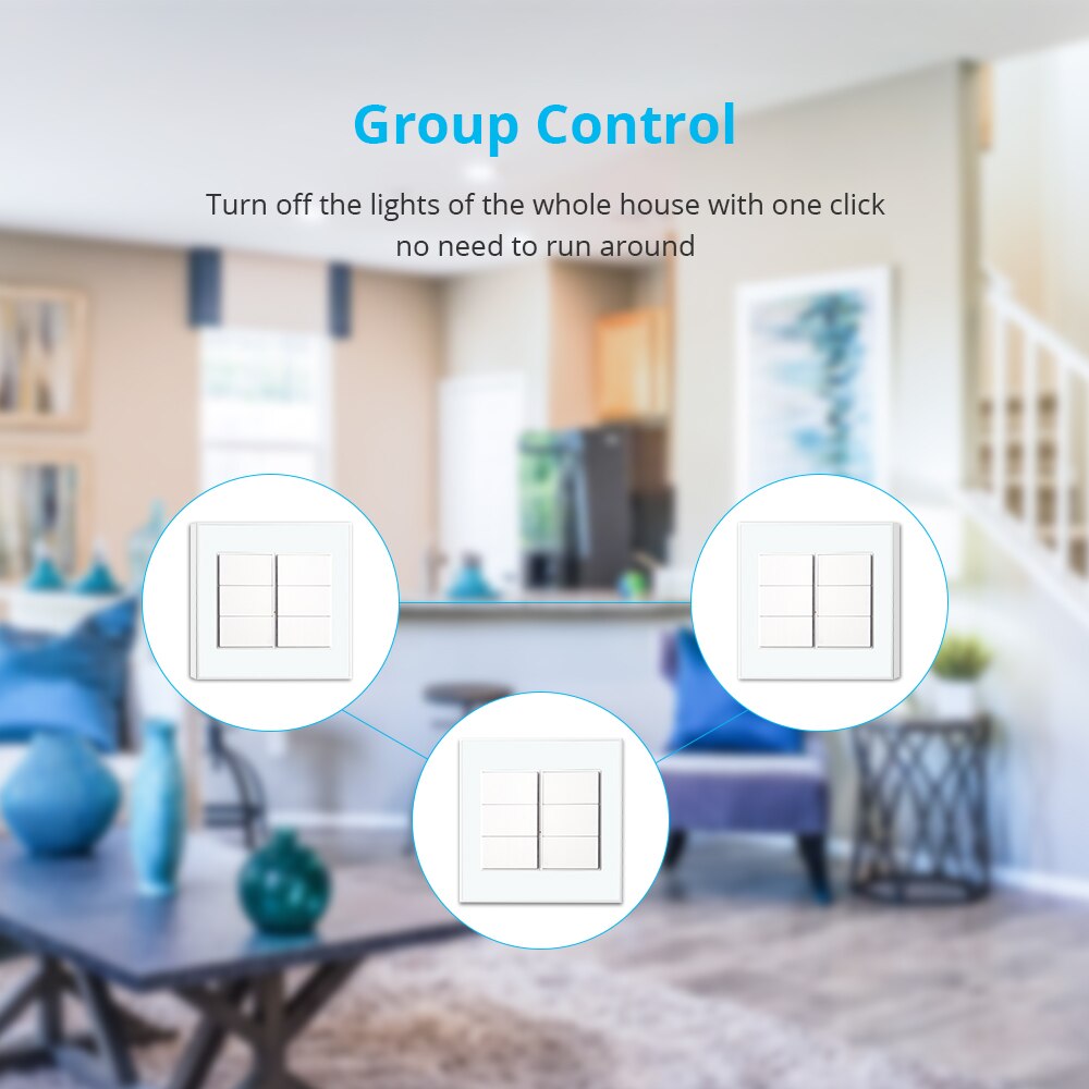 Zemismart tuya 6 bands zigbee smart væglampeafbryder 4 x 4 neutral påkrævet trykknapafbrydere alexa google home fjernbetjening