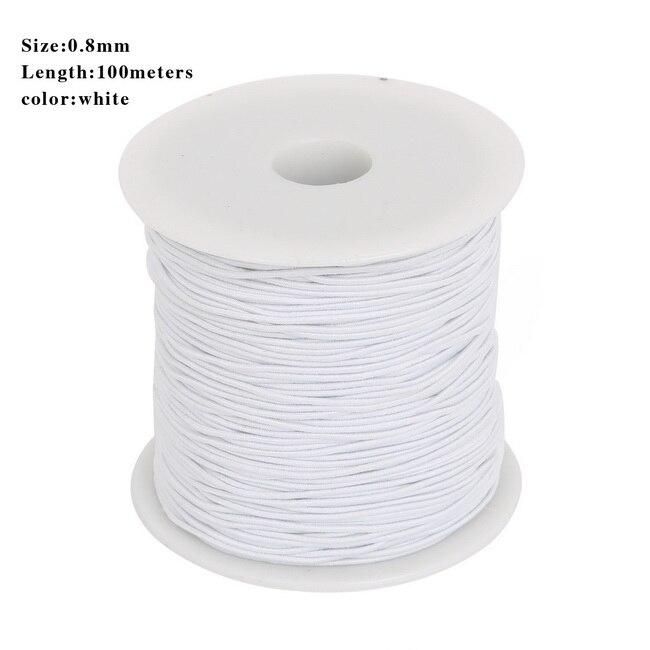 Dia cordon élastique rond en perles de 0.8/1.2/1.5mm, fil extensible, ficelle/corde pour fabriquer des colliers, Bracelet, fourniture de matériel bijoux à bricoler soi-même: White 100m