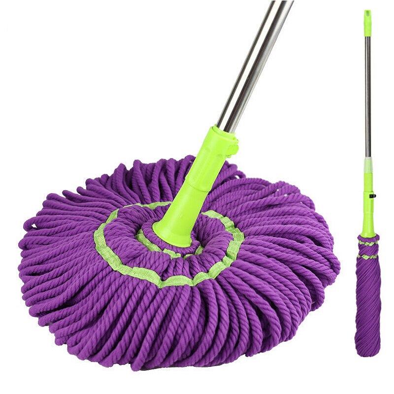 Serpillière rotative à essorage automatique, serpillière en microfibre, tête de rechange, serpillière sèche et humide pour le nettoyage du bois dur, du carrelage et du sol