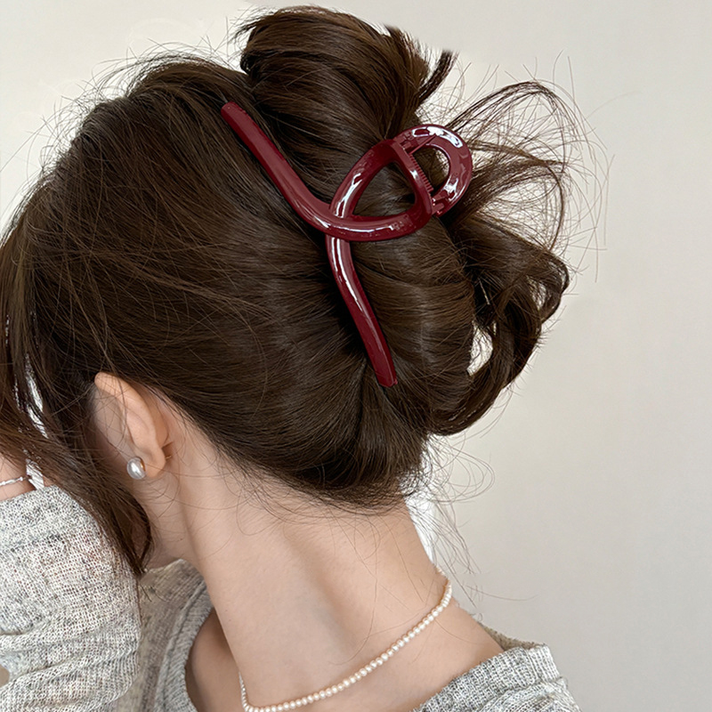 Pinzas para el cabello grandes de Color rojo oscuro para mujer, pasadores, horquillas, pinzas para el cabello de cola de caballo de plástico, accesorios para el cabello de tiburón para niñas mayores