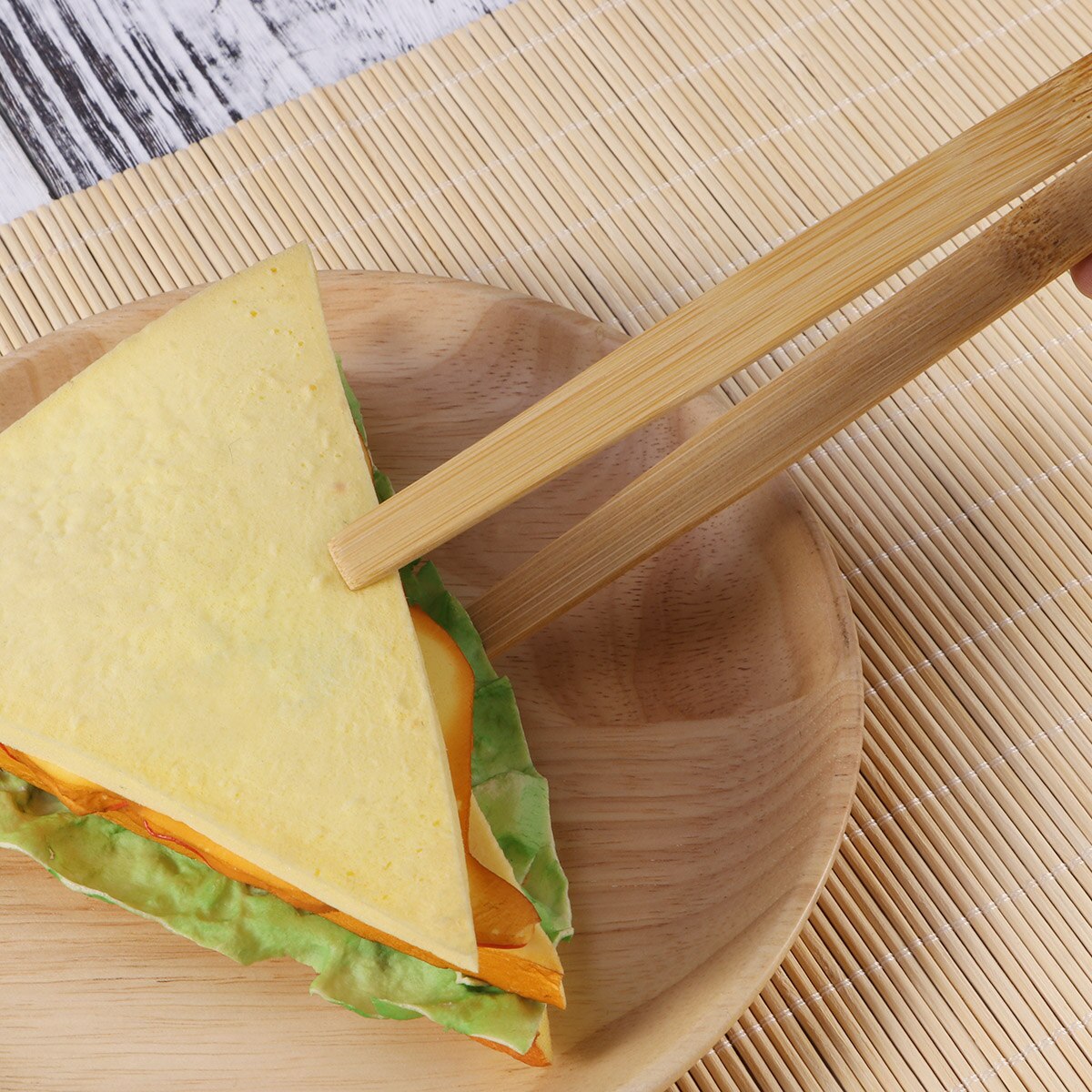 Bamboo Toaster Kitchen Tongs Long Easy Grip Toaster Serving Tongs for Cooking Toast Bread Barbecue Grilling Baking Frying