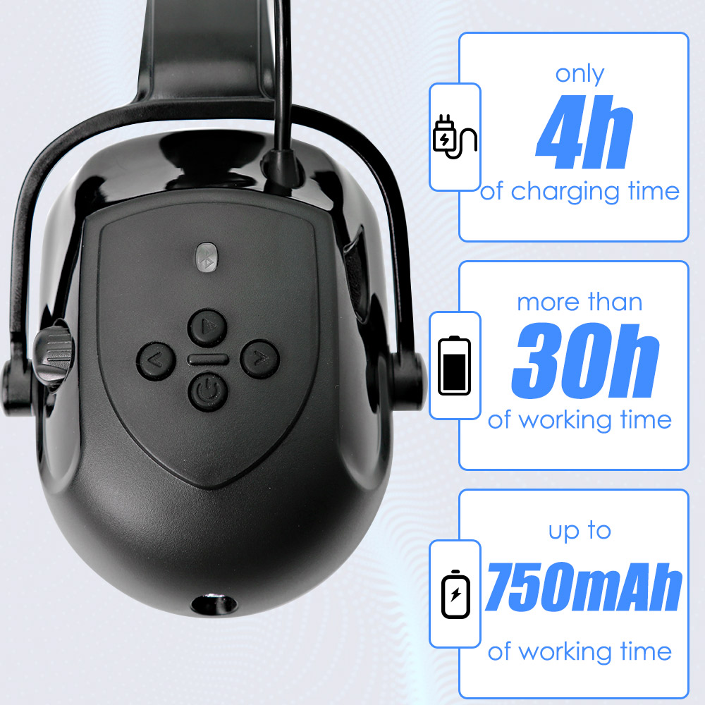Bluetooth 5.0 Noise Reduction Earmuffs With Construction Safety Helmet For Engineer ABS HardHat with Visors Industrial Hat ANSI