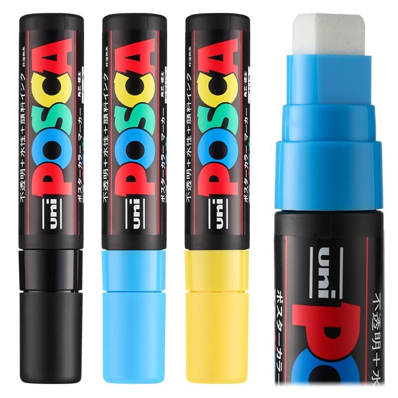 Uni Posca-rotuladores de arte, rotuladores de arte a base de agua, 5 uds., PC-1M/3M/5M/8K/17K