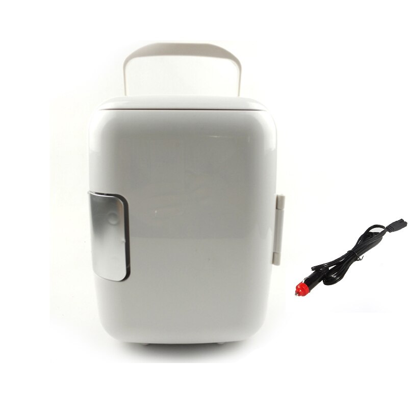 4l lyserøde bilkøleskabe mini lille hjemmestue hjemmebil dobbeltbruger studerende enkeltdørs lille køleskab 220v/12v 18*23*30cm 50w: Hvid kun til bil