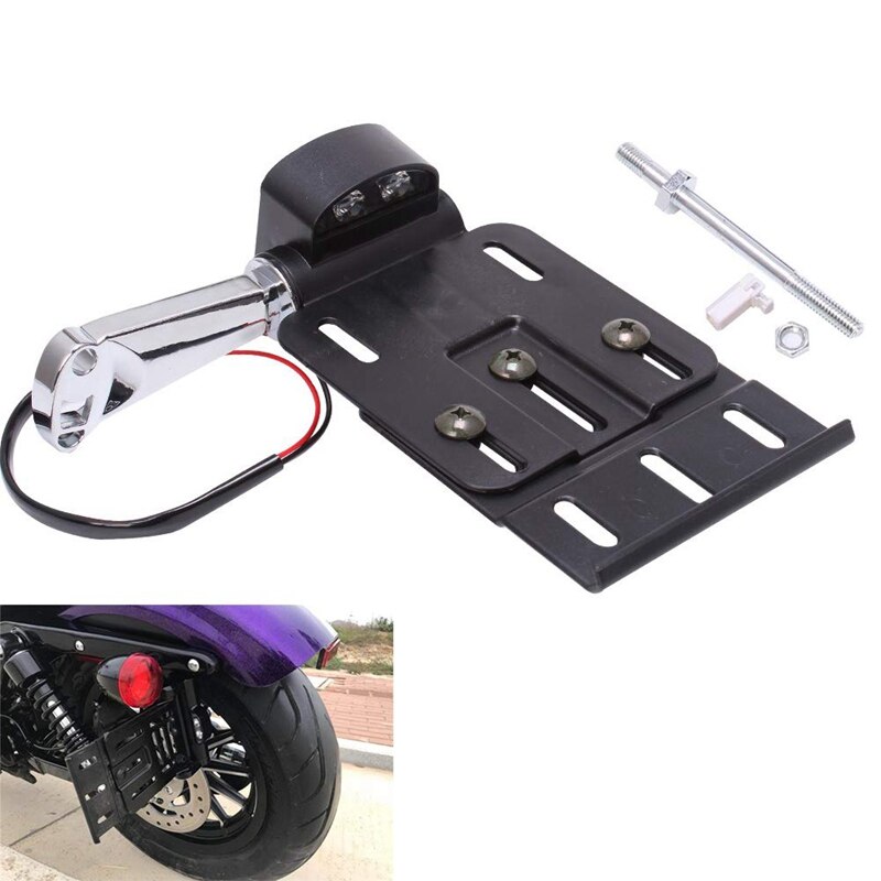 Motocicleta telescópica luz Led lateral de montaje soporte para matrícula para Dyna Sportster 883 1200 Xl 07-16