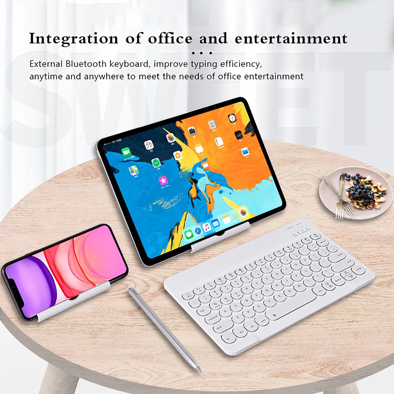 Teclado sem fio portátil bluetooth ultra fino 7 cores led retroiluminado para ipad mini 7.9 teclado para android para windows #3