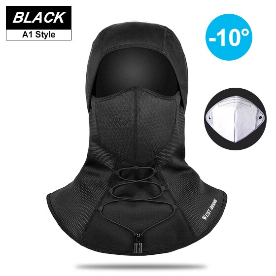 WEST BIKING Winter Sport Cycling Cap Bike Full Face Cover Neck Warmer Men Women Scarf Ski Bicycle Motocycle Fleece Head Cap Hat: A1 with filter