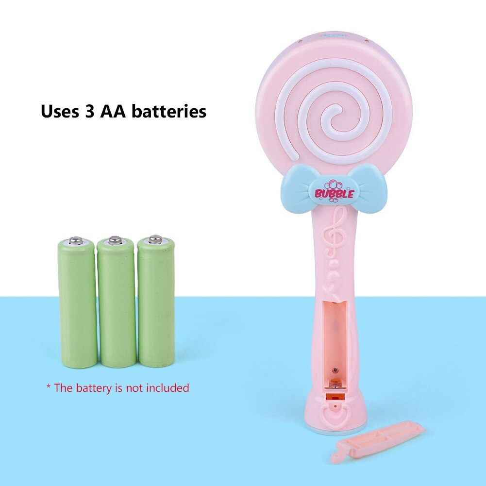 Kids Meisjes Handvat Cartoon Lolly Vorm Licht Muziek Elektrische Water Bubble Blower Machine Party Home Garden Speelgoed