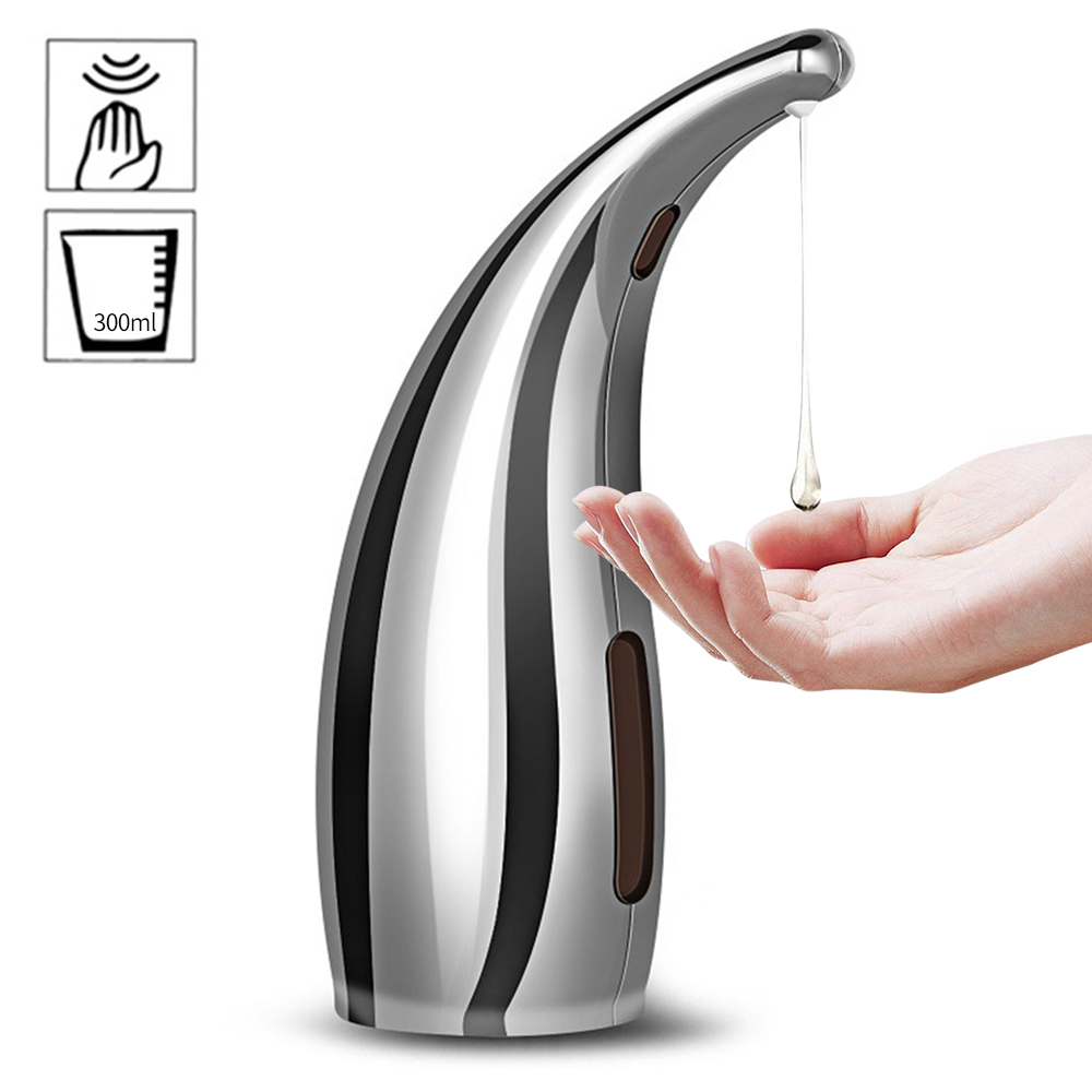 300mL Automatische Seife Spender Infrarot Clever Sensor Touchless Schaum Seife Spender Auto Flüssige Seife Spender Küche Schlecht: Silber-