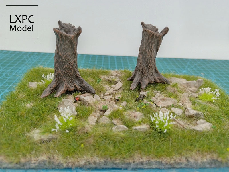 Scenariplattform död trädstubbe miniatyrlandskap scen simuleringsträd