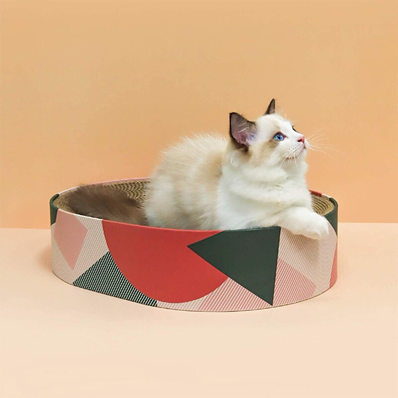 Pet Cat Scratcher Cardboard Corrugated Scratch Pad Cat Scratcher Lounge kitty Beds for Furniture Protection Cat Training Toys