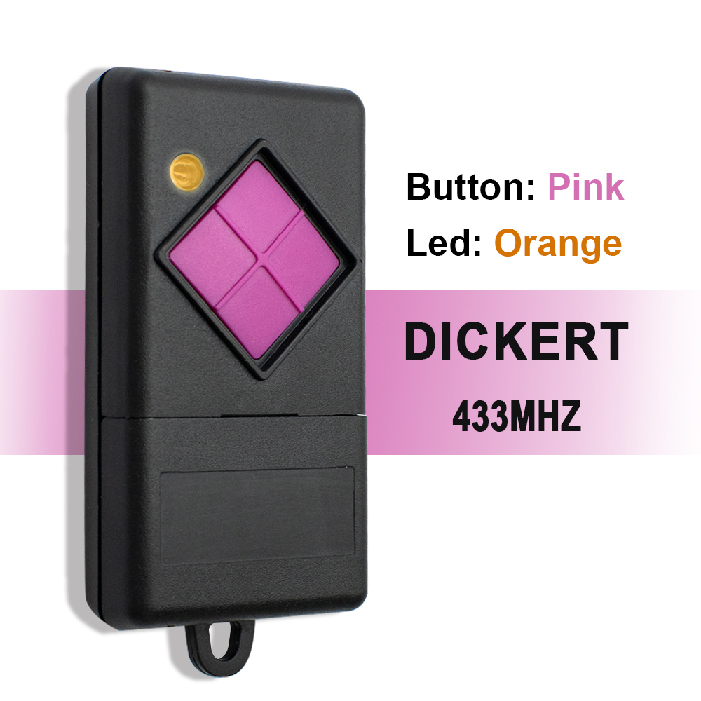 Dickert MAHS433 433 MHz MAHS433-01 MAHS433-04 Garagentor-Fernbedienung, rosa Taste, LED, orange, 433,92 MHz Sender