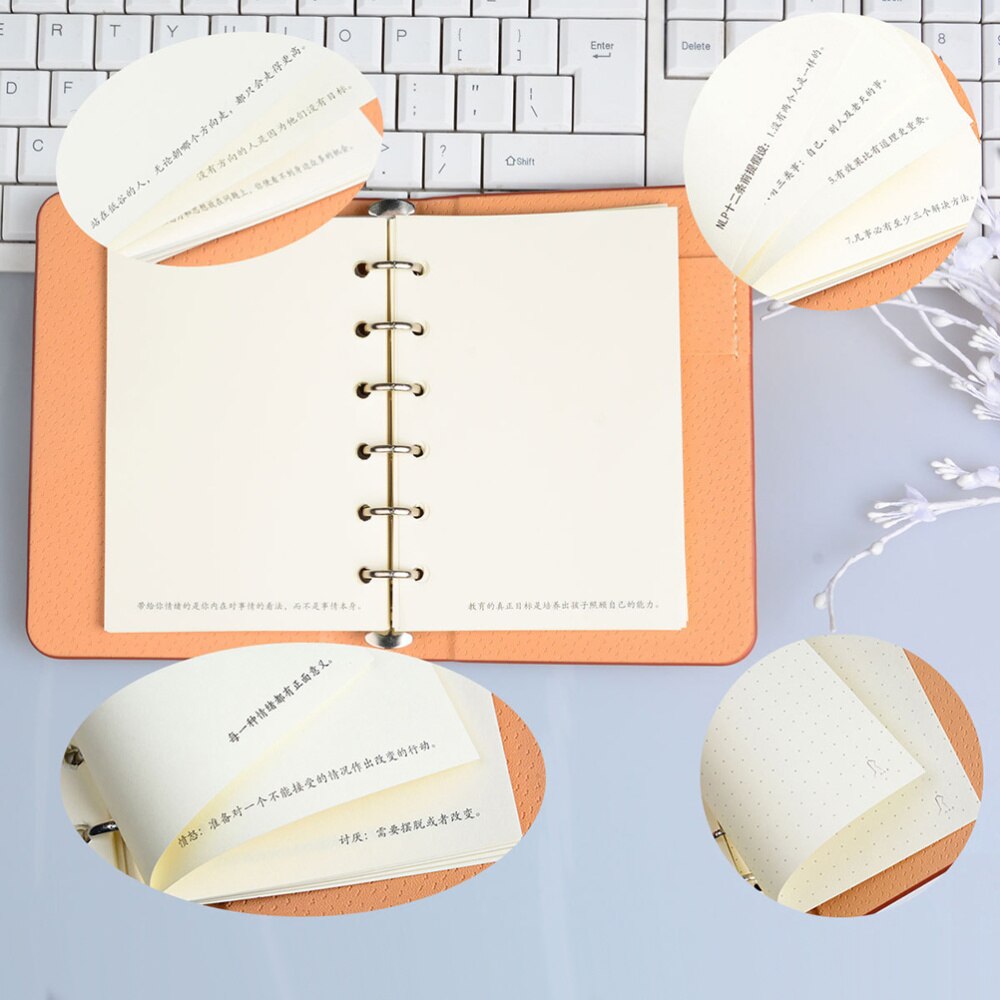 1pc PU Leather Notebook Notepads A7 Pocket Planner Loose-leaf Portable Schedule Checklist for Home School Office (Brown)