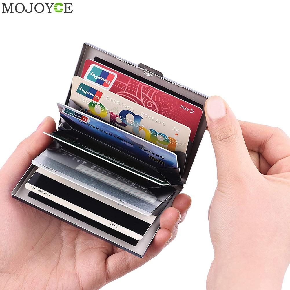 Multi-Function Stainless Steel Bank Credit Card Holder Anti-theft RFID Metal Wallet Purse Women Men Business Travel Card Case