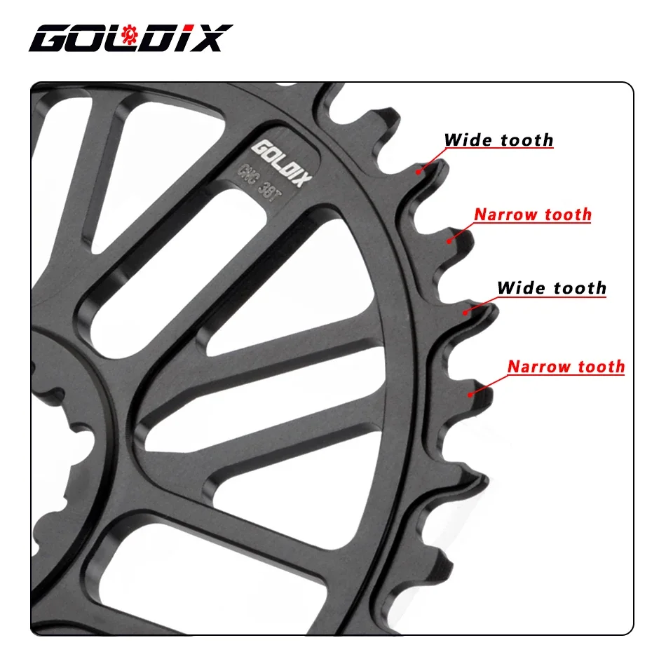 Goldix ultralichte fiets crankstel met directe montage van smal/breed tandwiel en 0mm offset tanden voor mtb/racefiets crankstel