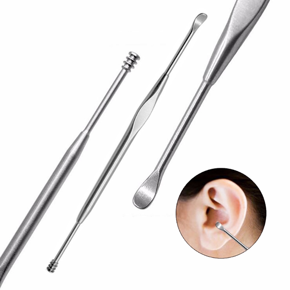 1/2/3Pc Double-Ended Rvs Spiraal Oor Pick Lepel Oor Wax Verwijderen Cleaner Oor tool Multifunctionele Draagbare