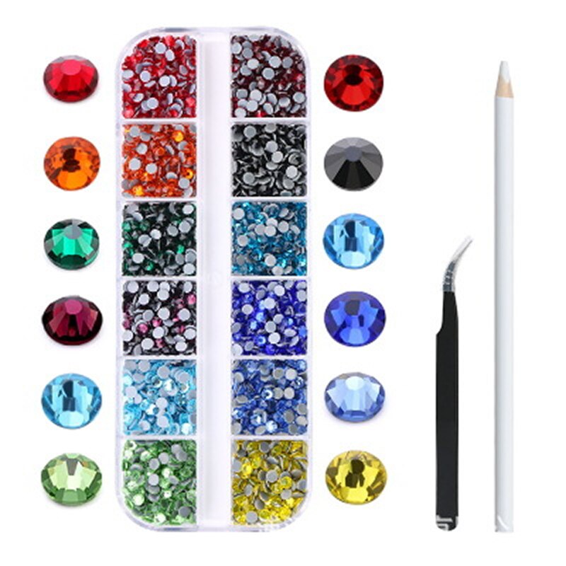 Fix Strass Set/Eu Of Us Plug Hotfix Applicator Fix Crystal Glass Rhinestone Iron-On Wand voor Kleding Schoenen: colorful set