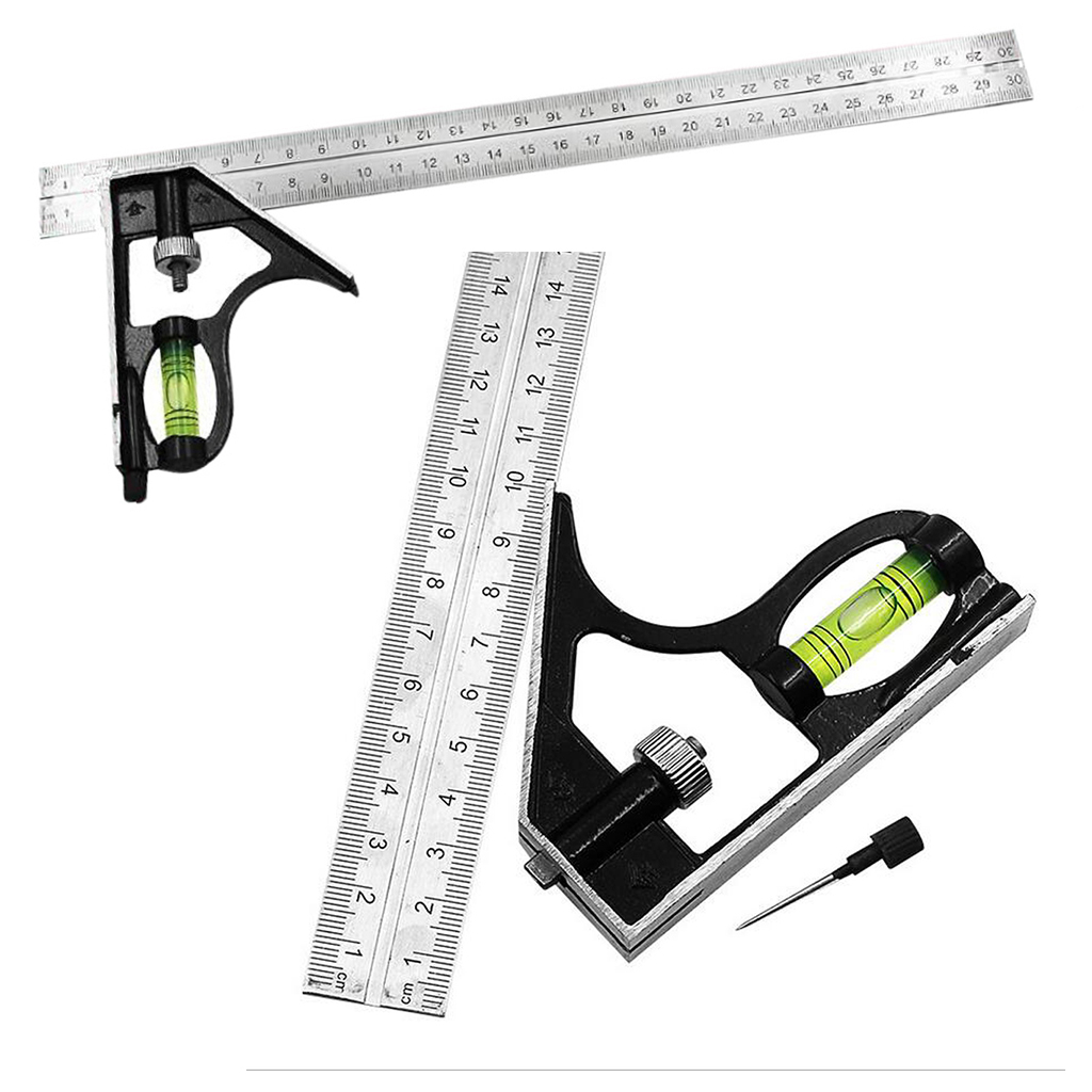 Combination Square Set – 23.6-Inch (600mm) Stainless Steel Adjustable Right Angle Ruler, With Protractor & Center Finder, Engineer Measuring Tool