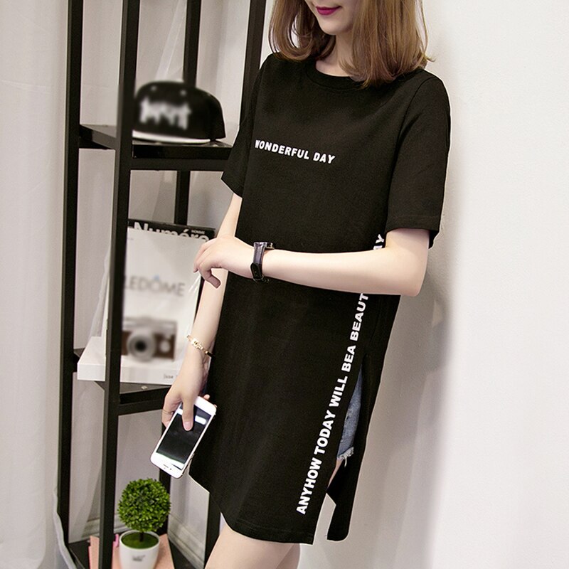 Loose casual Homewear Women Short Sleeve Cotton Blend Long Tshirt Tank Top Women O neck