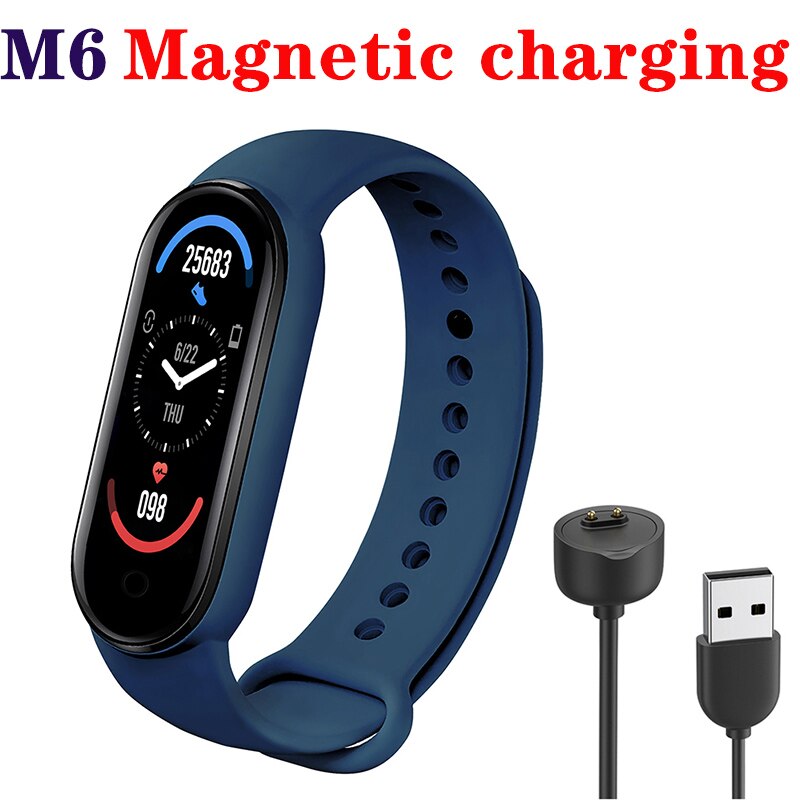 M6/M5 Smart Watch Heart Rate Blood Pressure Monitor Smart Bracelet Fitness Track Pedometer Sport Band For IPhone Xiaomi Android: A03-M6 Blue