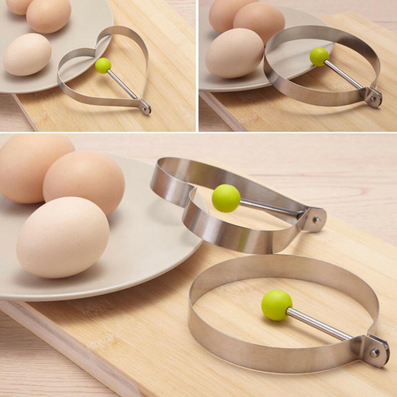 1Pcs Rvs Gebakken Ei Shaper Gebakken Ei Shaper Pancake Ring Cirkel Mal Hartvorm Keuken Gereedschap Bakken Accessoires