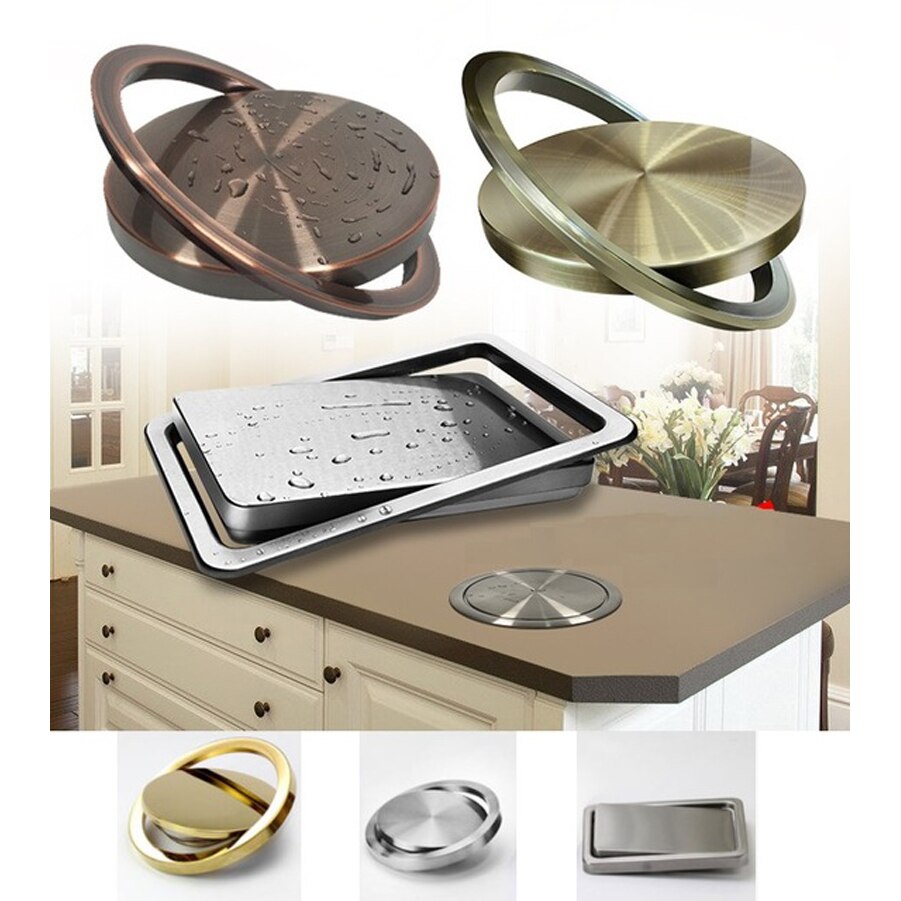 Tapa abatible empotrada de acero inoxidable con equilibrio incorporado, tapa abatible, cubo de basura, cubo de basura, tapa abatible para encimera de cocina, Cenicero