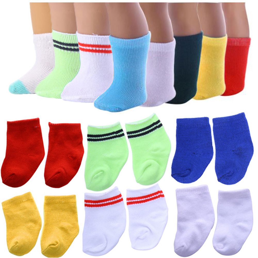 1 Paar DIY Puppenhaus Zubehör Spielzeug Baby Kleidung Puppenkleidung Sportstrumpf Minisocken Passend für 18 Zoll/43 cm Mädchen Geburtstagsgeschenk