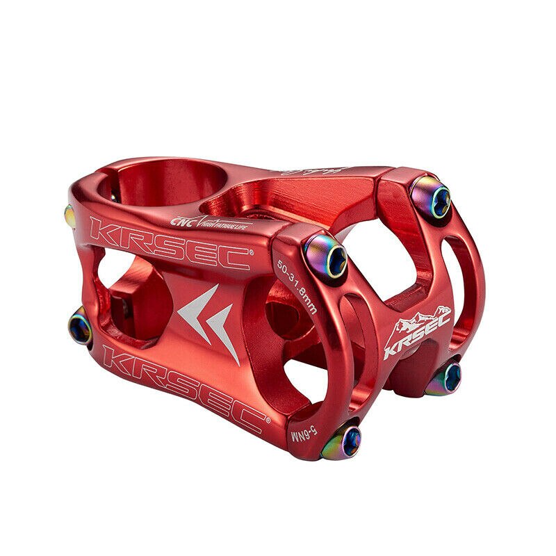 Krsec mtb skaft titan 31.8*50mm styrstång aluminiumlegering ultralätt passform 28.6mm gaffel kort stång cykel accessoarer: Röd