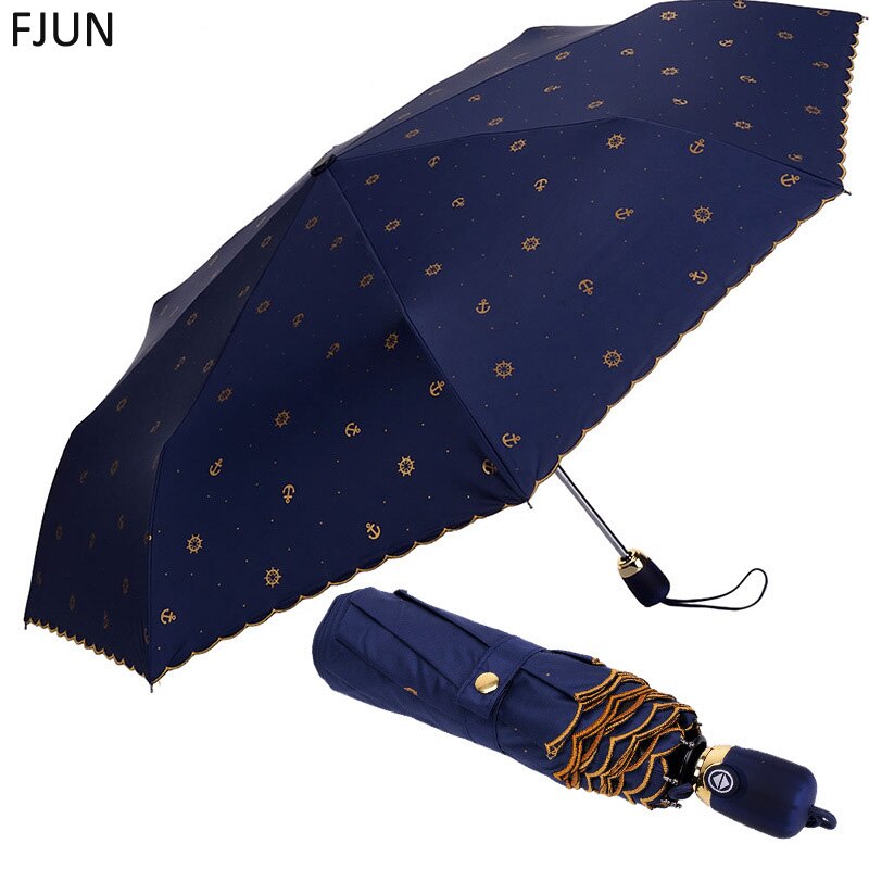 gouden anker automatisch 3 opvouwbare paraplu regen vrouwen zonwering paraplu corporation paraguas transparente