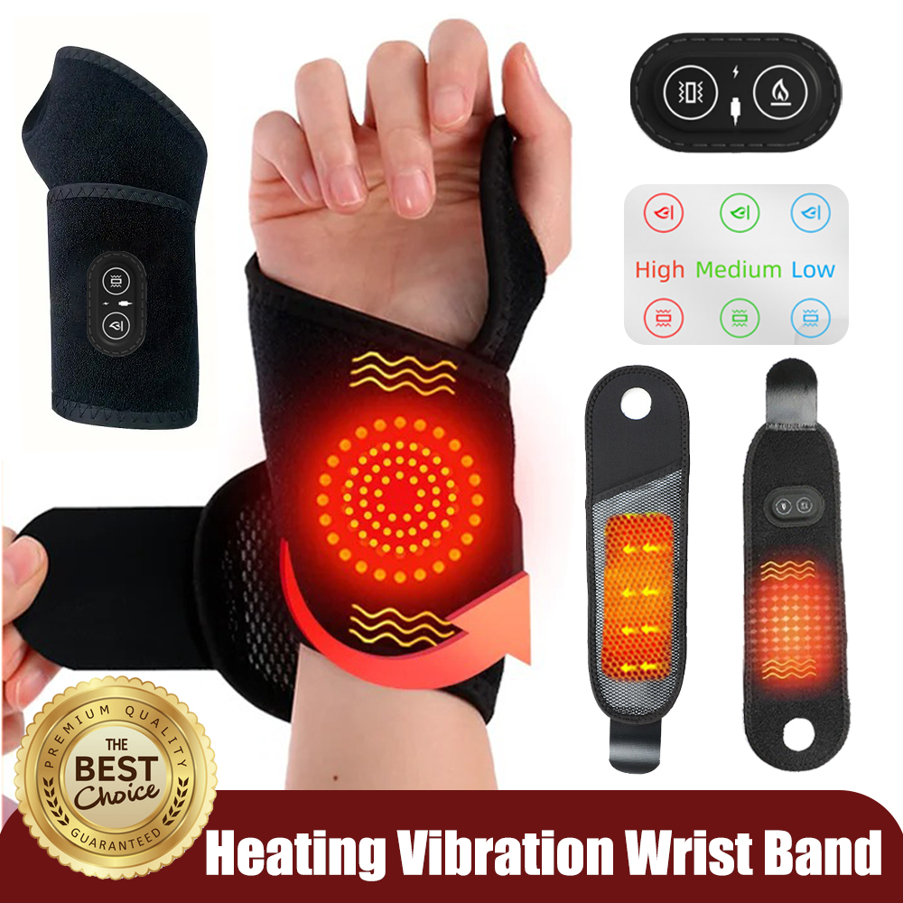 Elektrische verwarming Pols Trillingen Pad Drie versnellingen Heet kompres Warmer USB Massager Polssteun Pad Relief Tendinitis Relax Brace