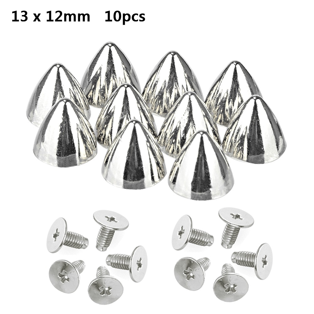 Remaches tipo bala plateados Para Ropa, tachuelas Punk de cuero, Parche de espinas, tachuelas Para Remaches, 10 Uds.: 13x12mm