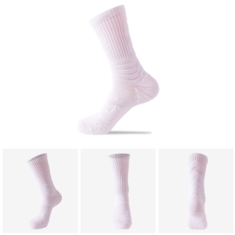 Sports Knee-High Basketball Socks Elite Thick Sports Socks Non-slip Durable Skateboard Towel Bottom Socks Stocking: WZ147-White