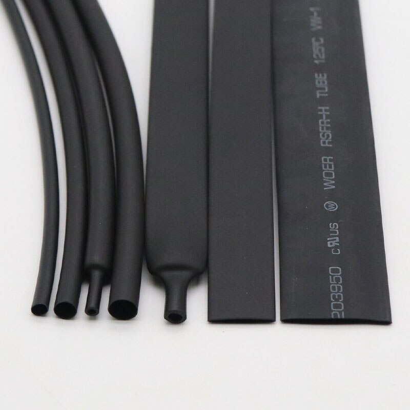 1M Diameter 1.5~50mm No Glue Heat Shrink Tubing 3:1 Ratio Waterproof Wire Wrap Insulated Adhesive Lined Cable Sleeve Black