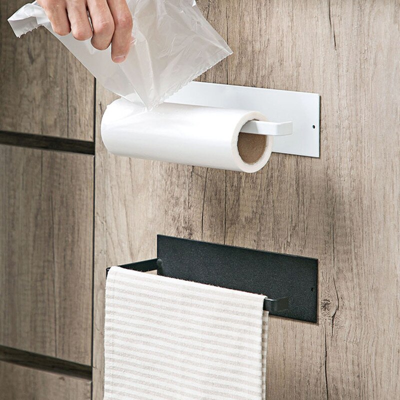 Soporte de papel no perforado, colgador de papel higiénico, portarrollos, almacenamiento de película fresca, estantes de cocina montados en la pared