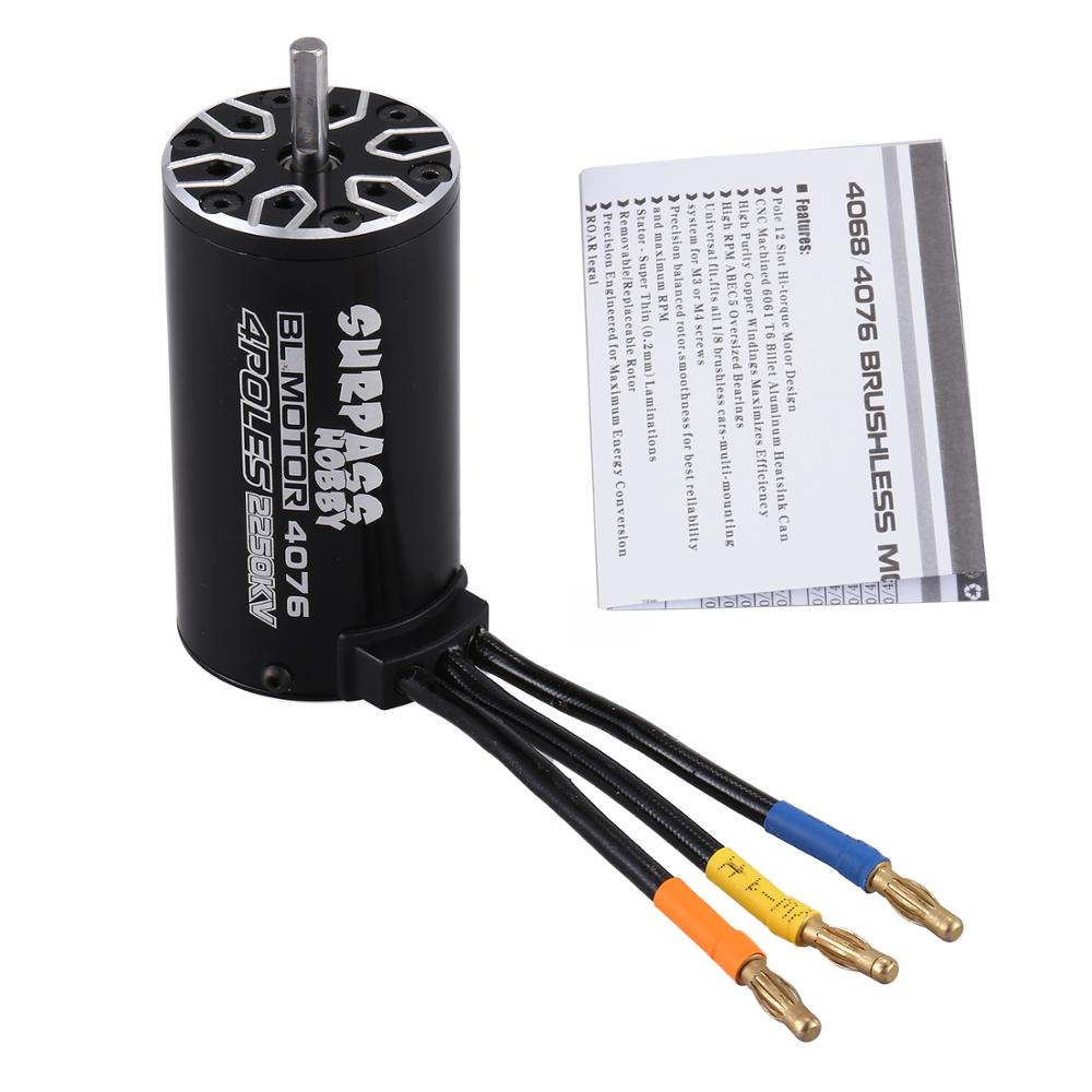 SURPASS HOBBY 4 Poles Sensorless RC Motor 4076 1700KV 2000KV 2250KV Brushless Motor for 1/8 RC Truck Car Accessories