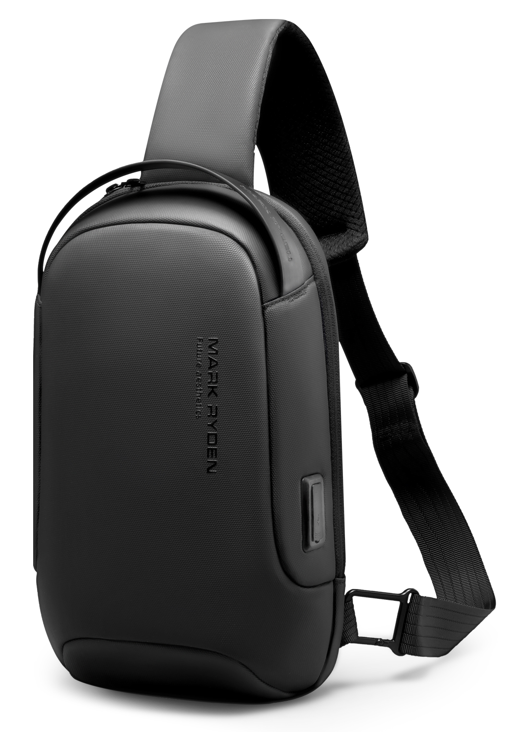 Mark Ryden Waterdichte Crossbody Tas Met Usb Oplaadpoort Handheld Of Crossbody Borsttas Voor Mannen: Black