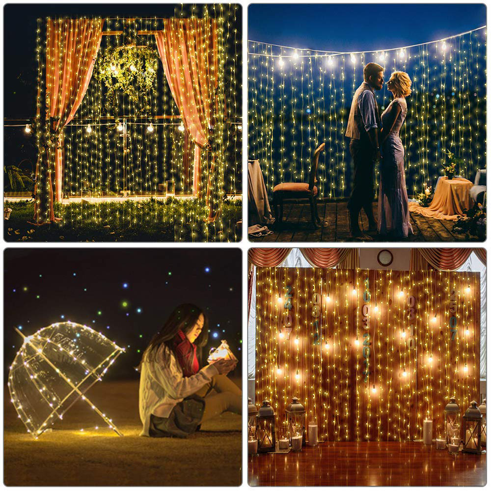 Rideau lumineux LED avec télécommande, 3x3M, USB, féerique, pour noël, nouvel an, extérieur, mariage, fête à domicile, décoration